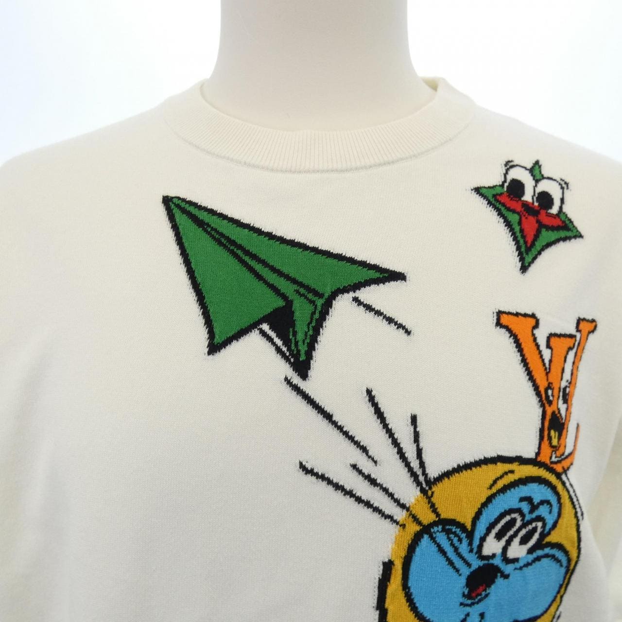 ルイヴィトン LOUIS VUITTON モノグラムコミックスインターシャショートスリーブクルーネック HON97WHA0 ニット