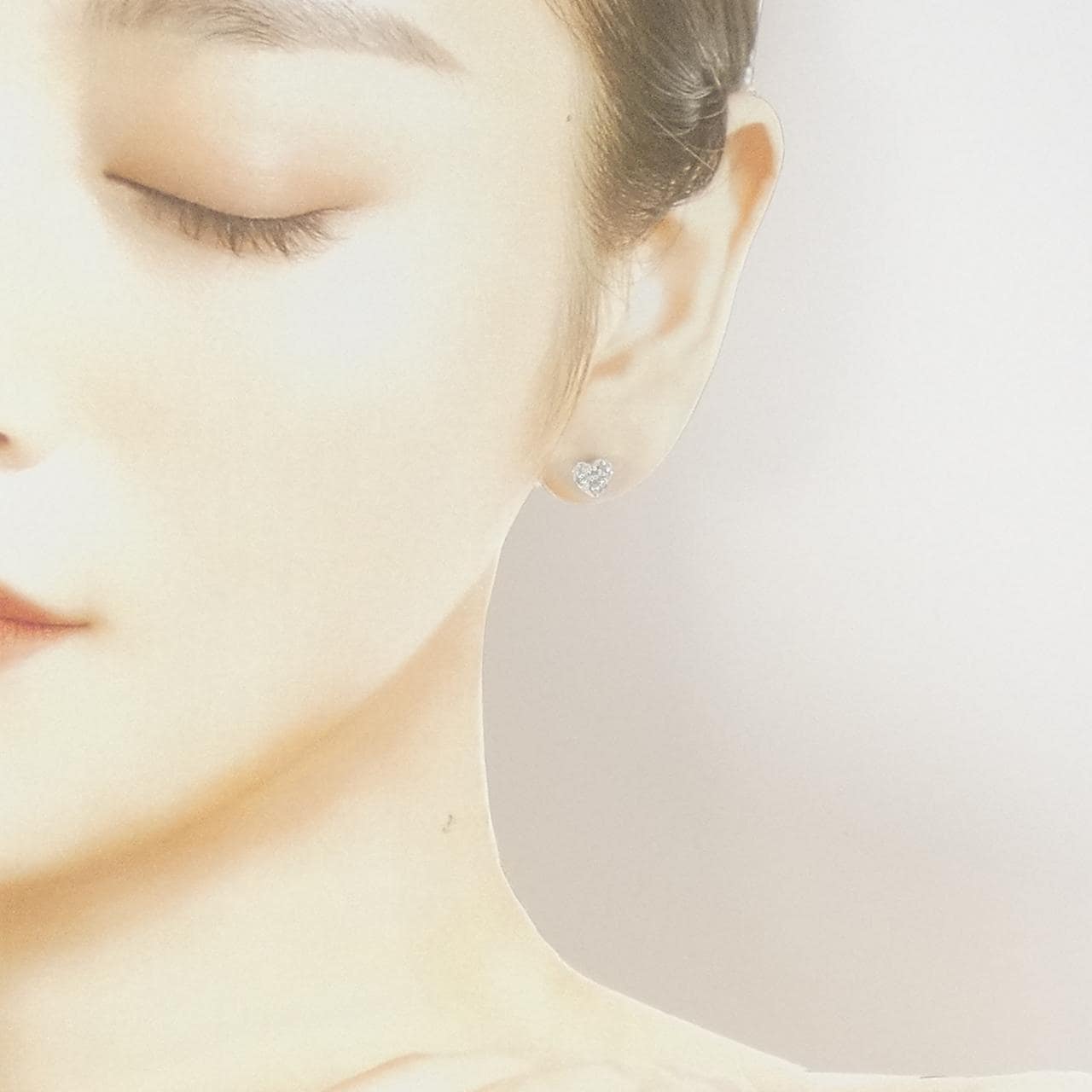 K18WG ハート ダイヤモンド ピアス 0.20CT