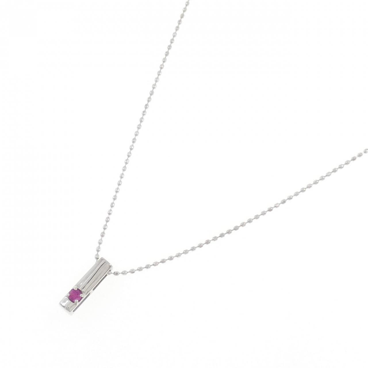 K18WG ルビー ネックレス 0.05CT