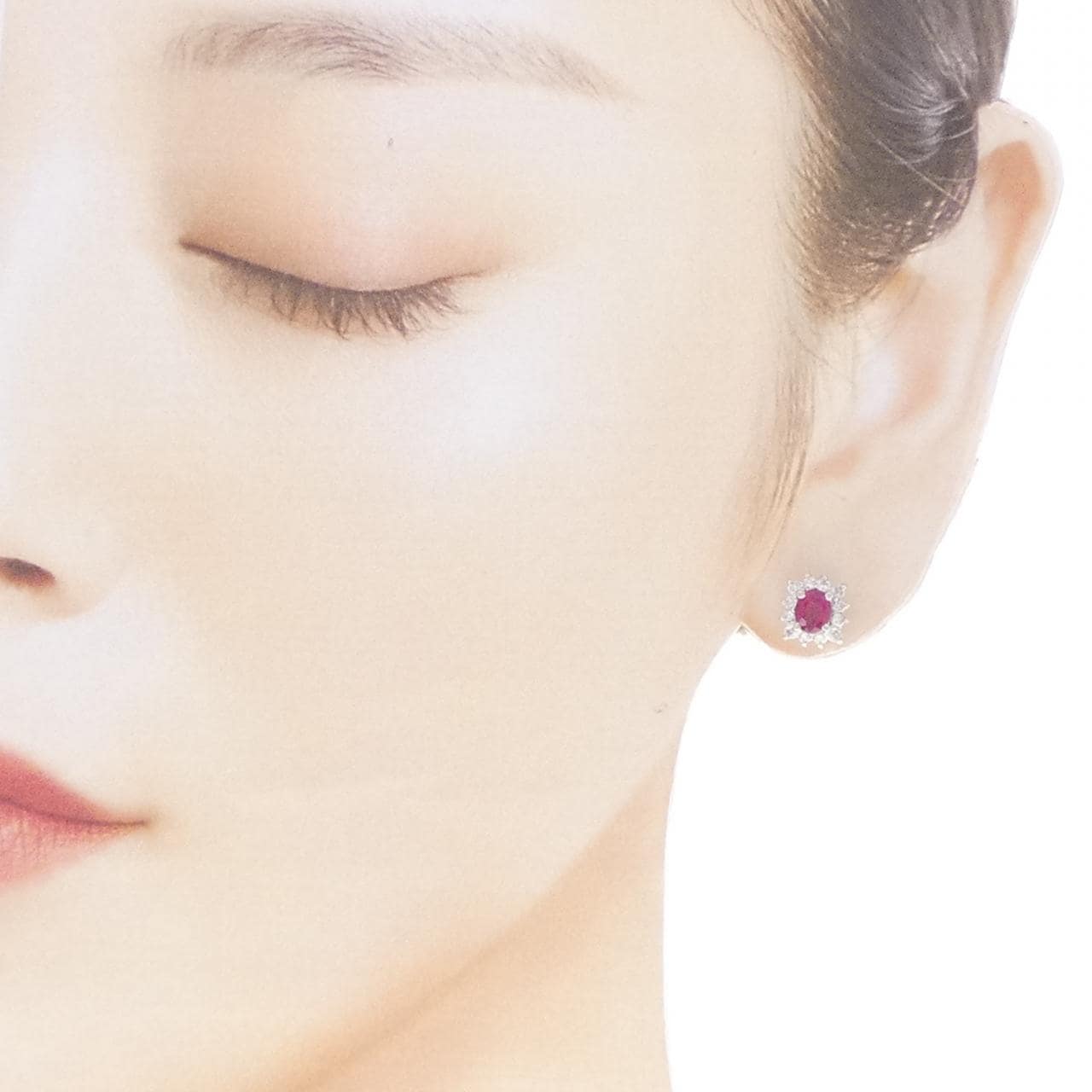 PT900 ルビー ピアス 1.15CT