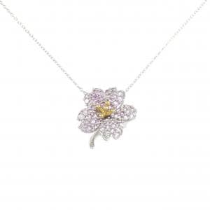 K18WG/K18YG フラワー サファイヤ ネックレス 0.60CT
