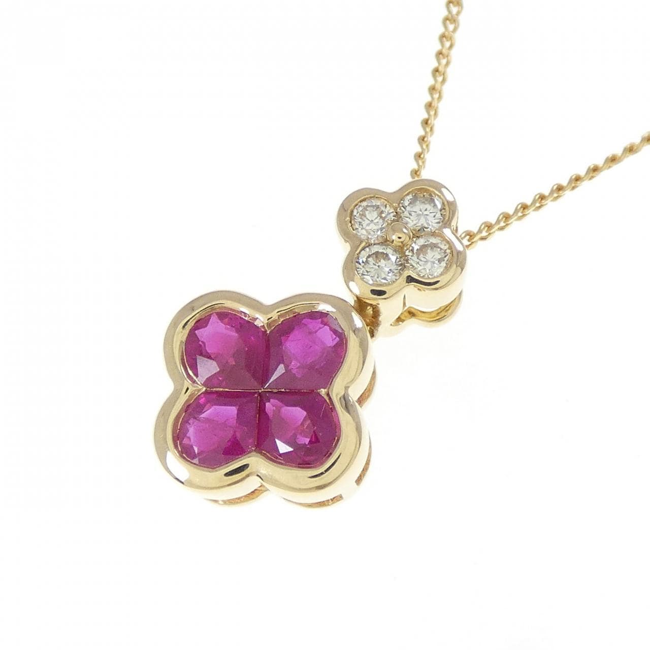K18YG フラワー ルビー ネックレス 0.71CT