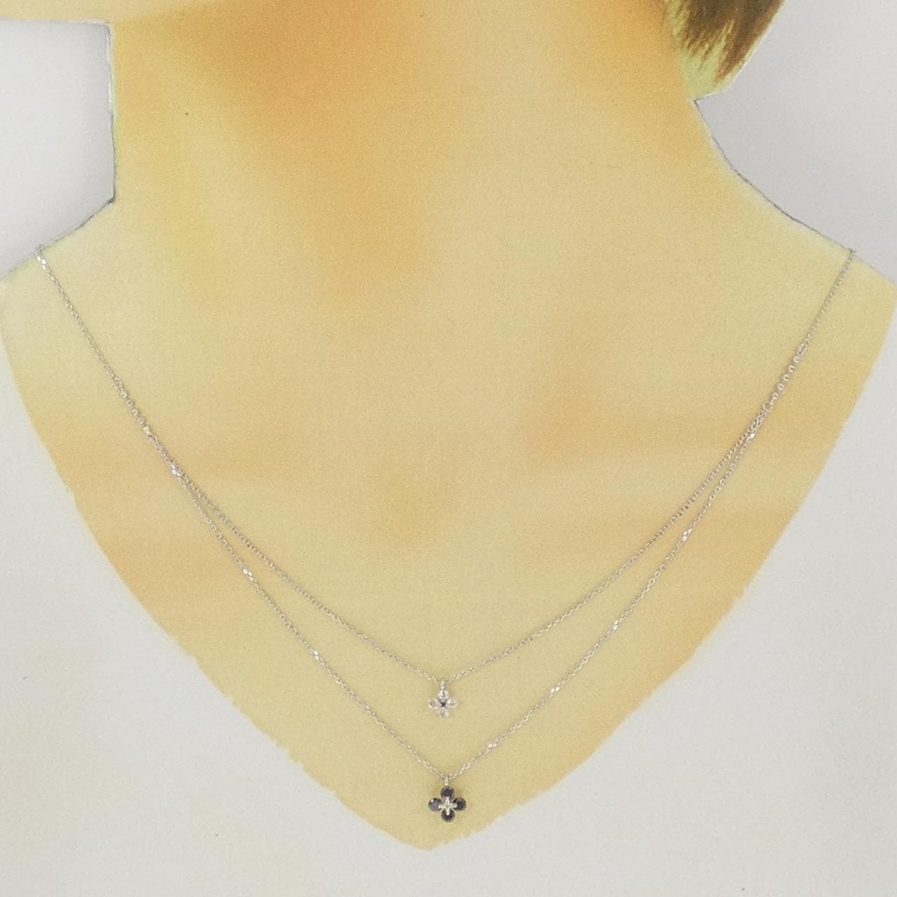 K18WG フラワー ダイヤモンド ネックレス 0.50CT