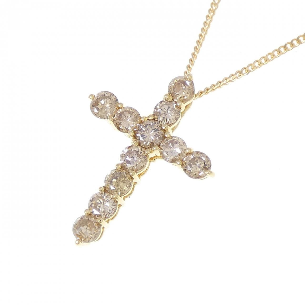 K18YG クロス ダイヤモンド ネックレス 1.00CT