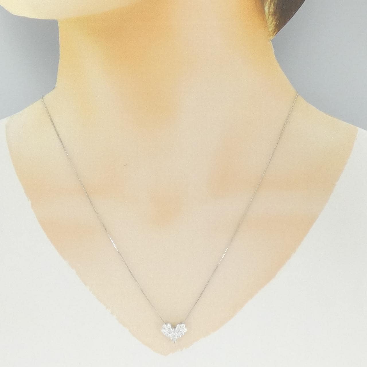 K18WG ハート ダイヤモンド ネックレス 0.50CT