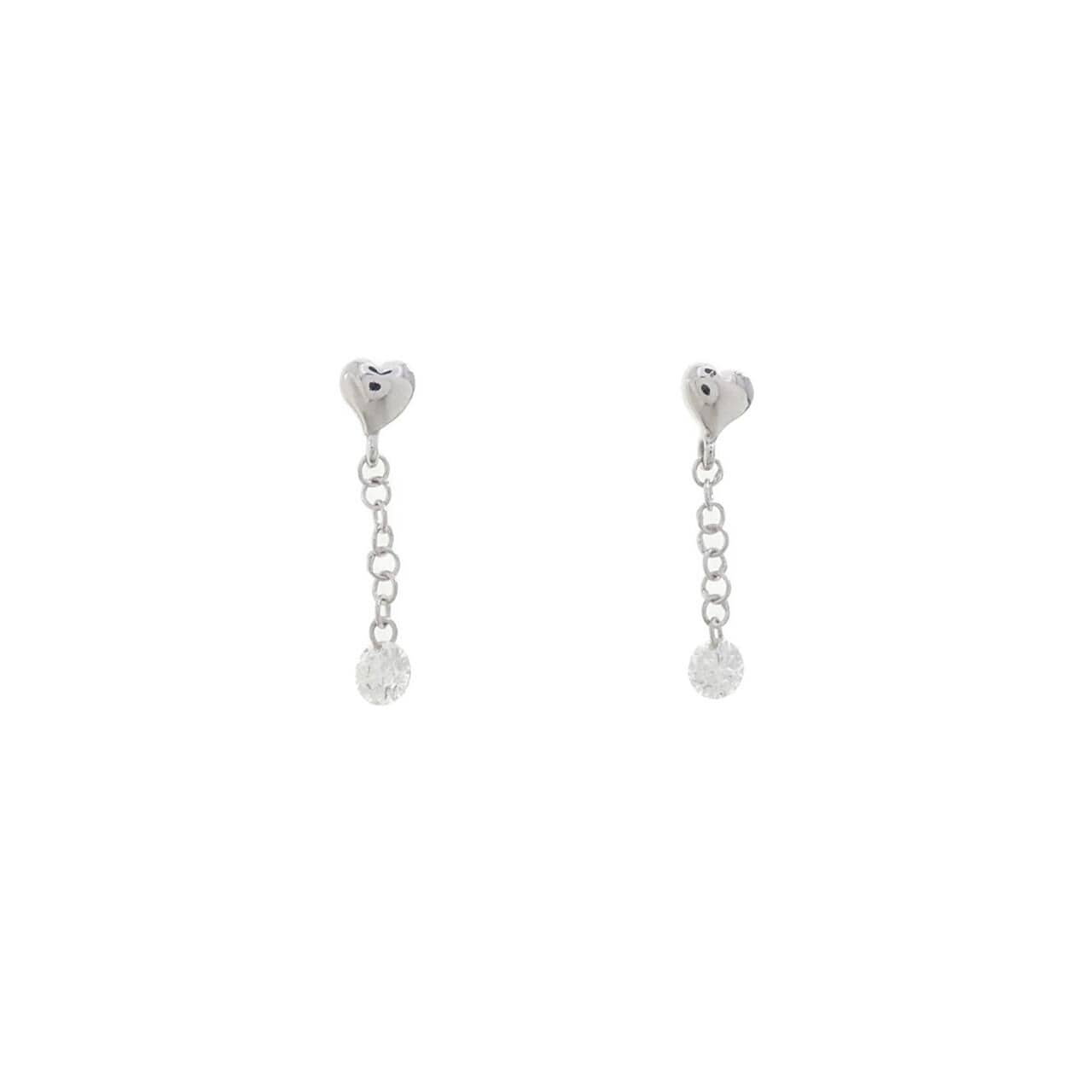 K18WG ハート ダイヤモンド ピアス 0.20CT