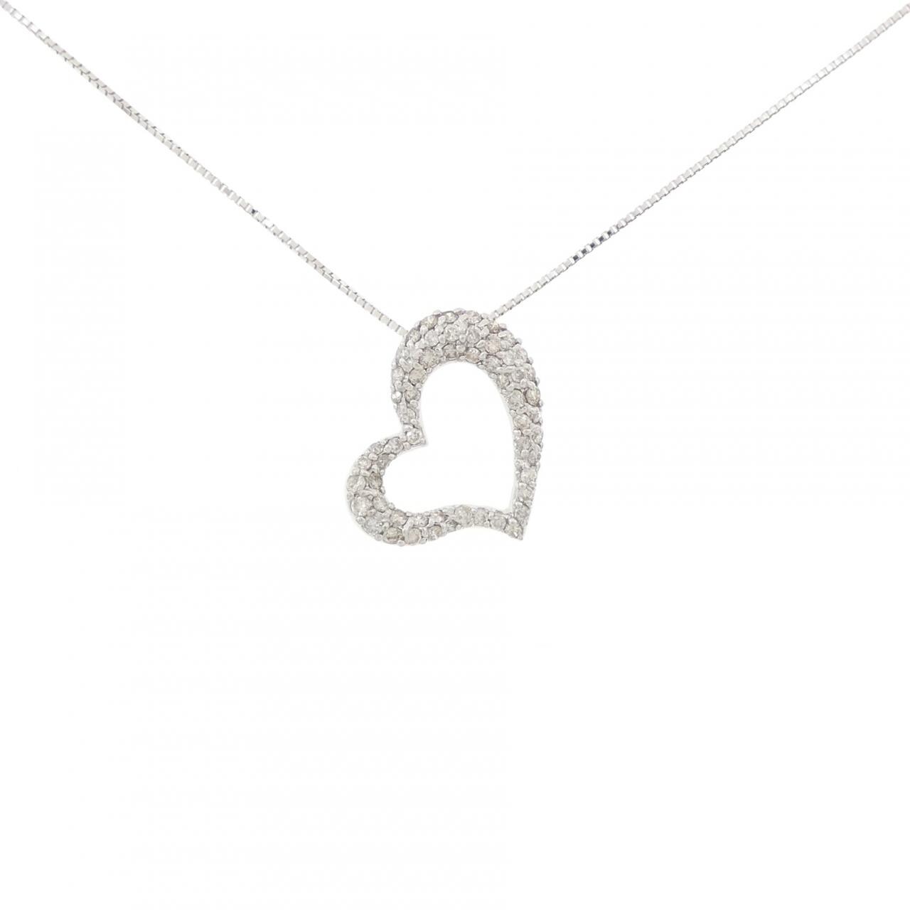 K18WG ハート ダイヤモンド ネックレス 0.52CT