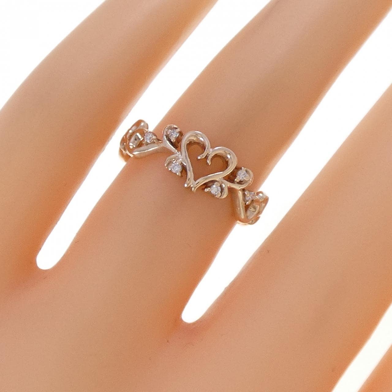 K10PG ハート ダイヤモンド リング