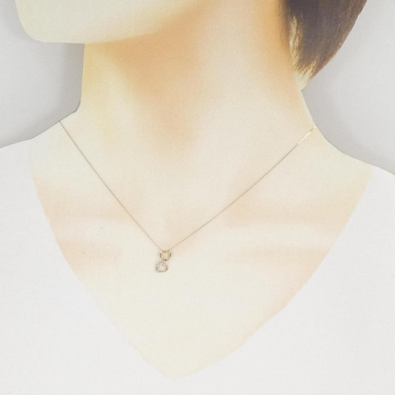 K10PG ハート ダイヤモンド ネックレス