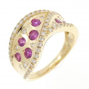 K18YG ルビー リング 0.56CT