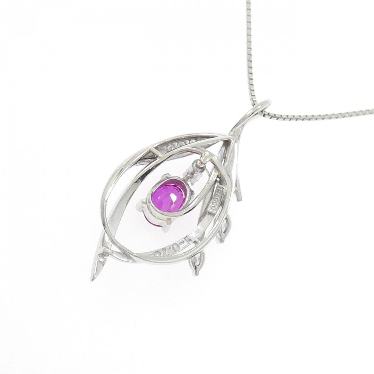 PT900/PT850 ルビー ネックレス 0.78CT