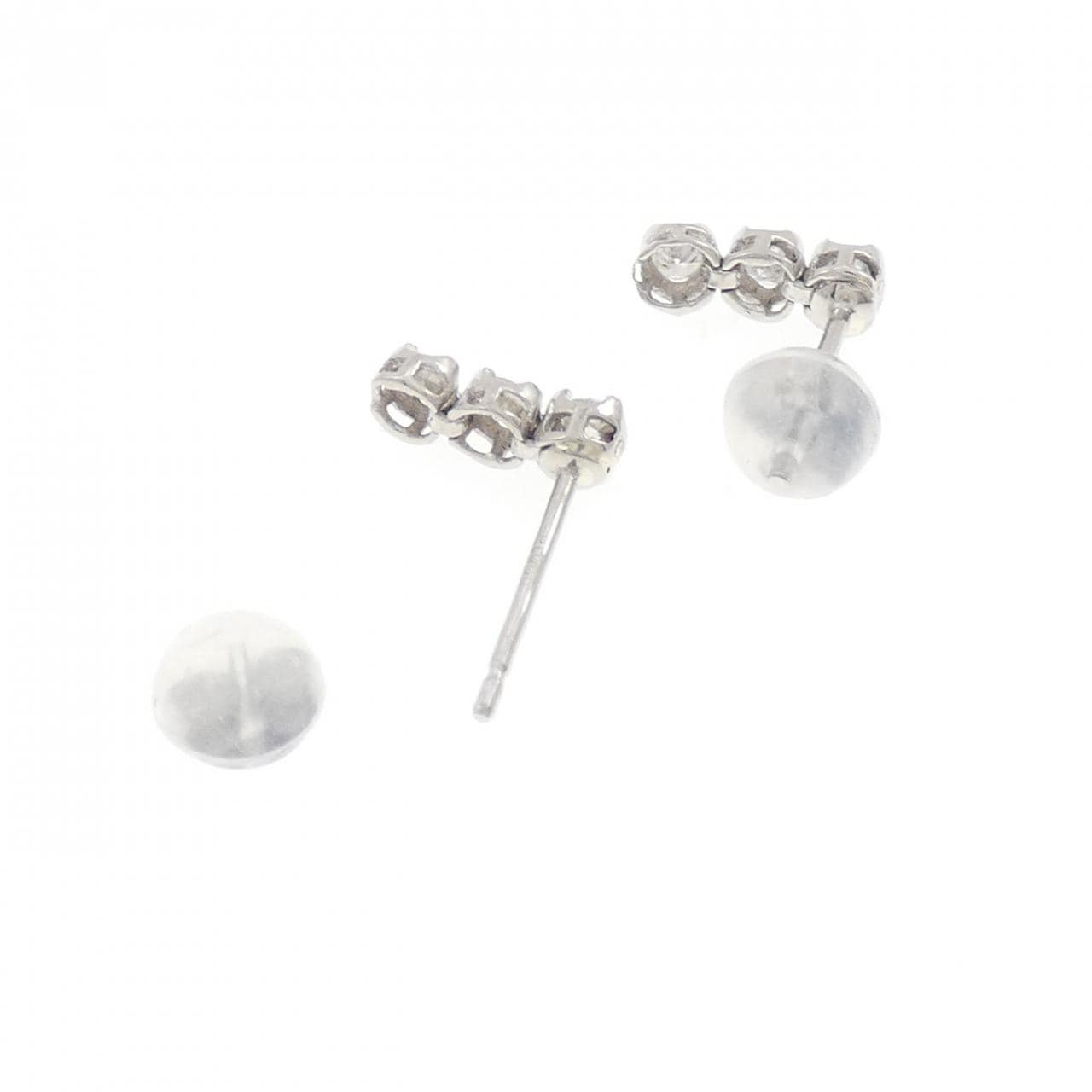PT900 スリーストーン ダイヤモンド ピアス 0.30CT