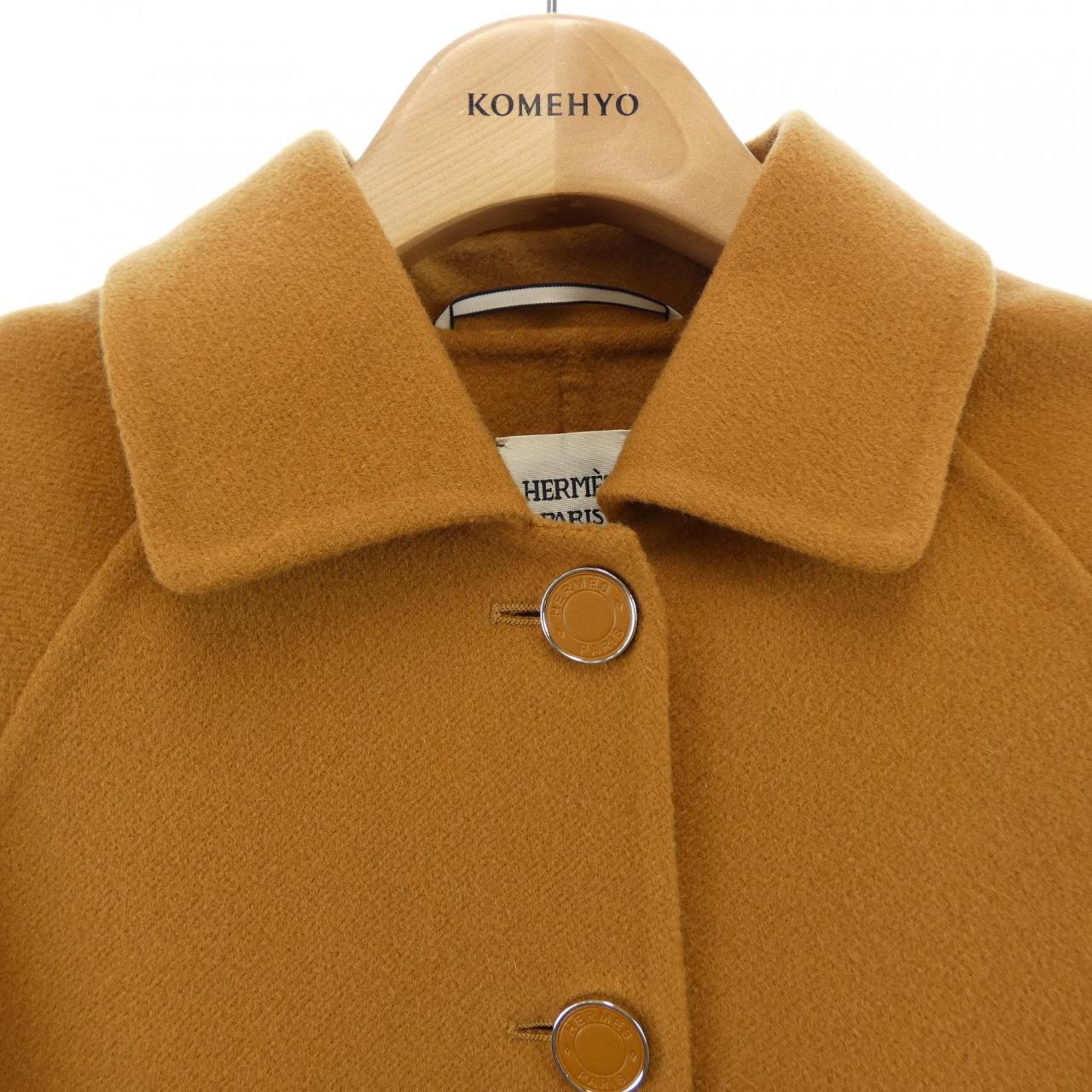 エルメス HERMES ダブルフェイス クルードセル ラムスキンボタン 4E0102DA コート
