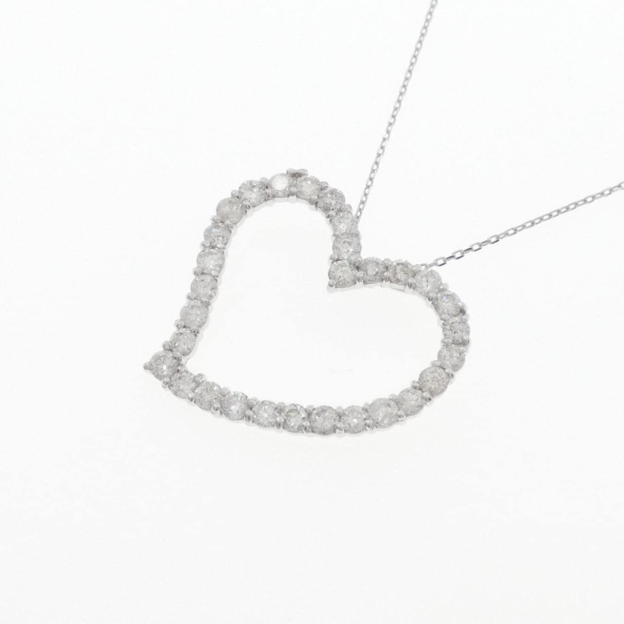 K18WG ハート ダイヤモンド ネックレス 1.00CT