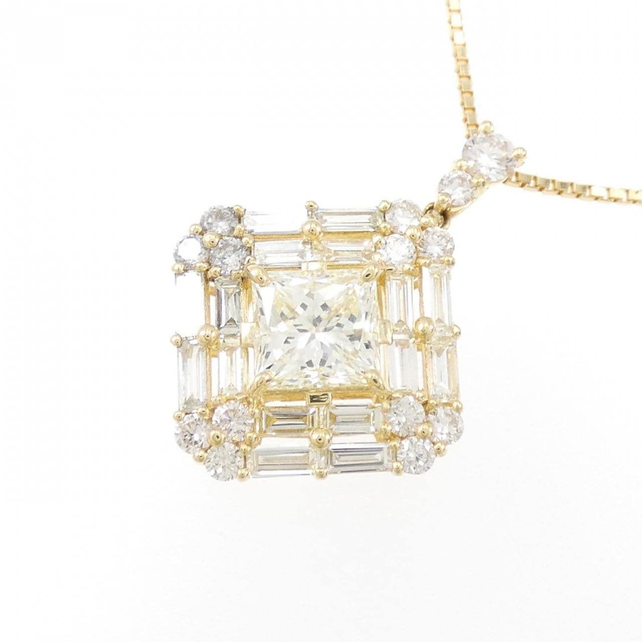 [BRAND NEW] K18YG Diamond Necklace 1.021CT VLY VS2 Fancy Cut