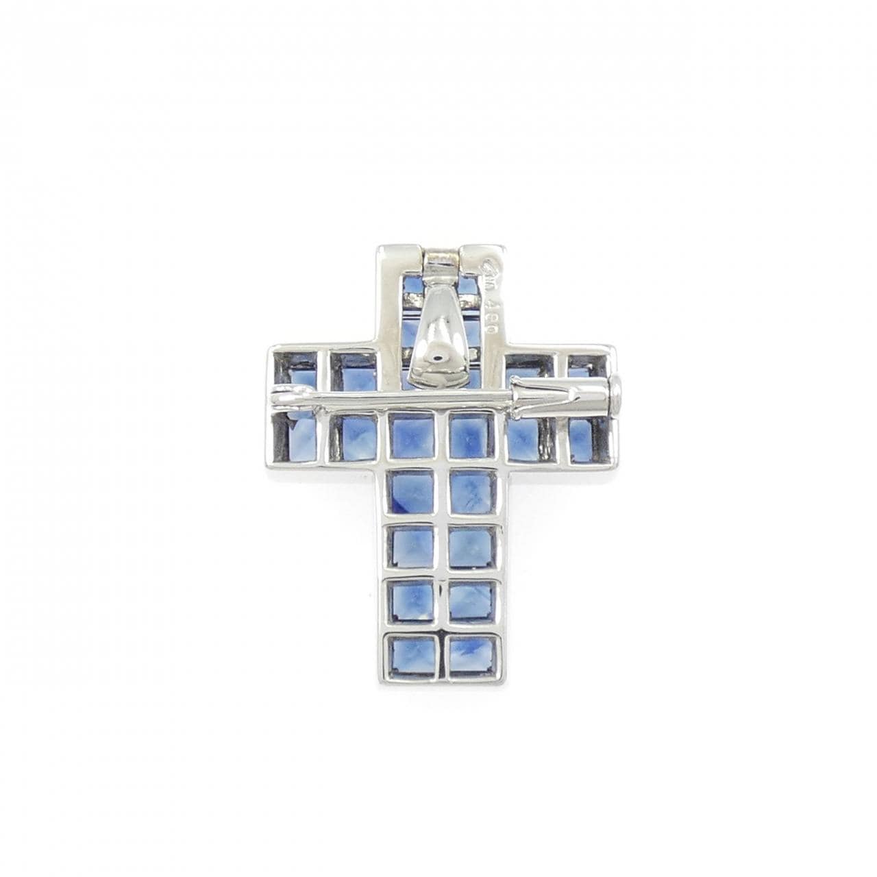 K18WG クロス サファイヤ ペンダント 4.80CT