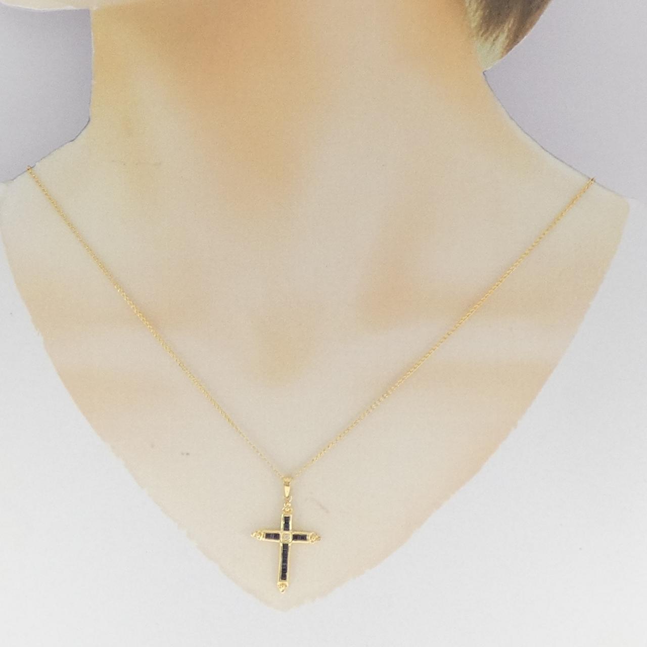 K18YG クロス サファイヤ ネックレス 0.65CT