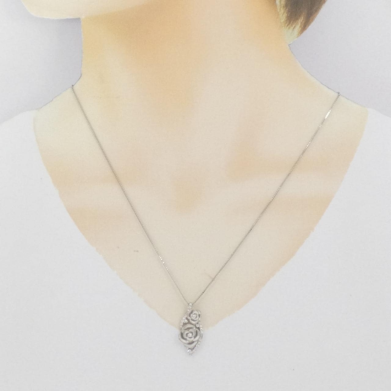 PT900/PT850 ローズ ダイヤモンド ネックレス 0.22CT