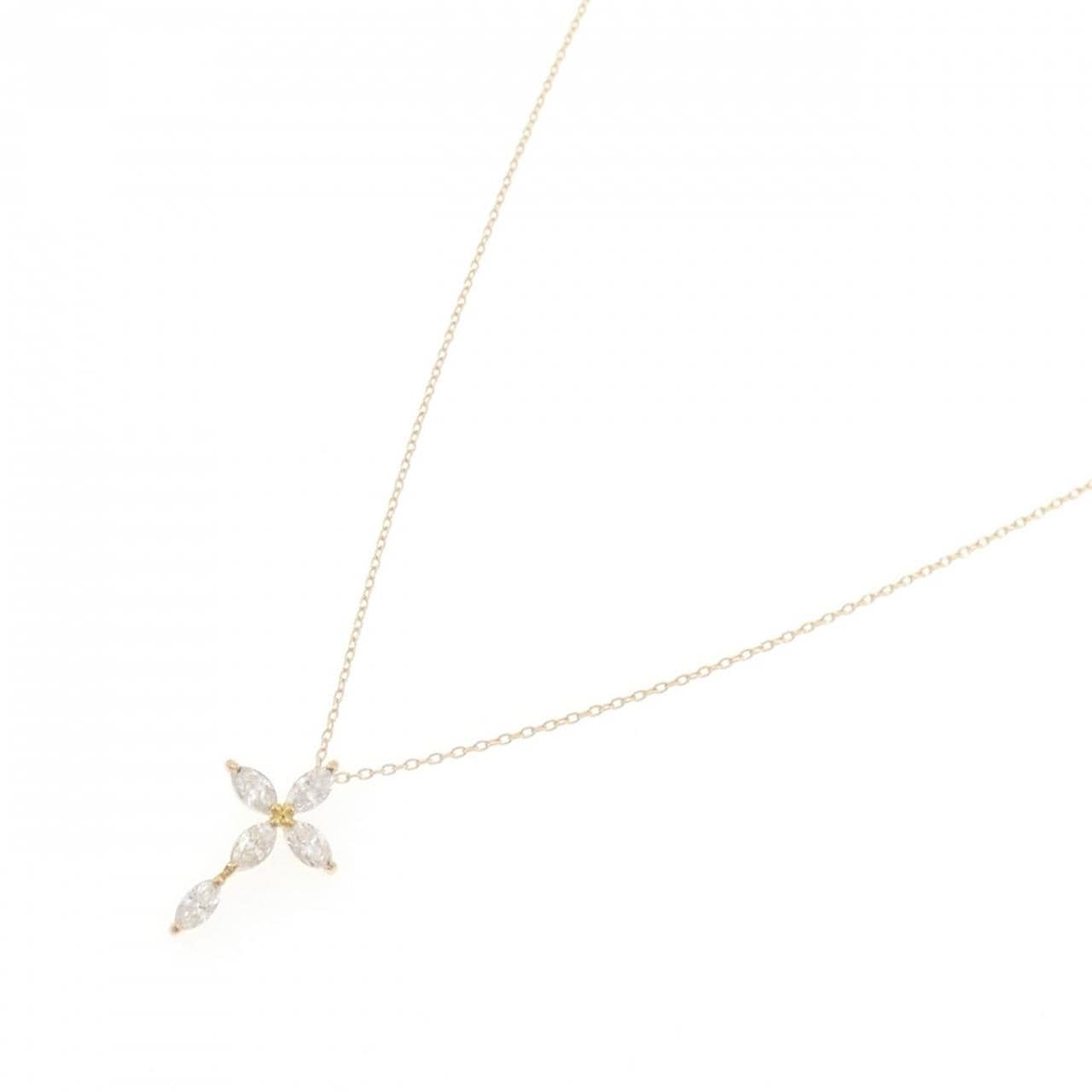 K18YG クロス ダイヤモンド ネックレス 0.39CT