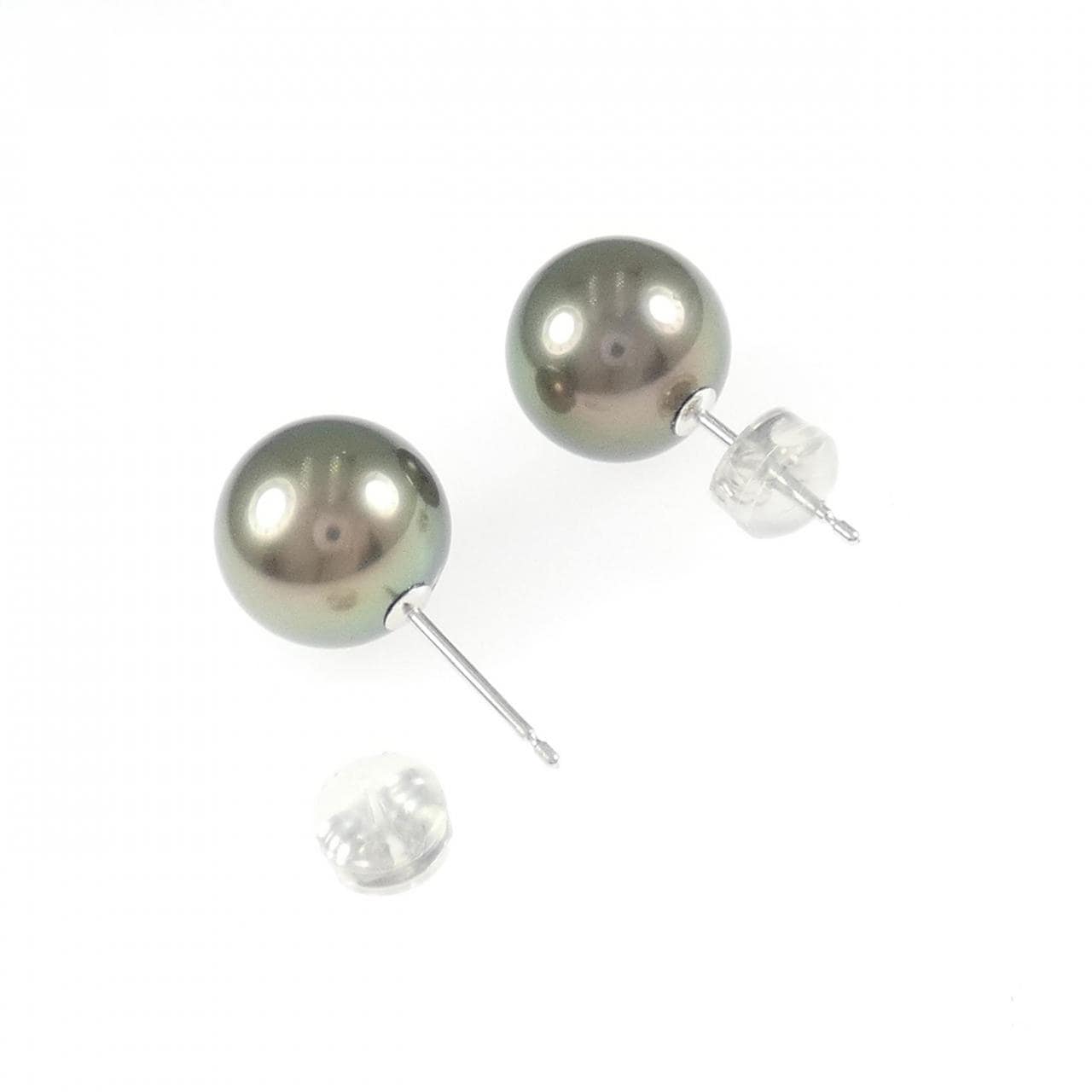 K14WG 黒蝶パール ピアス 10.5mm