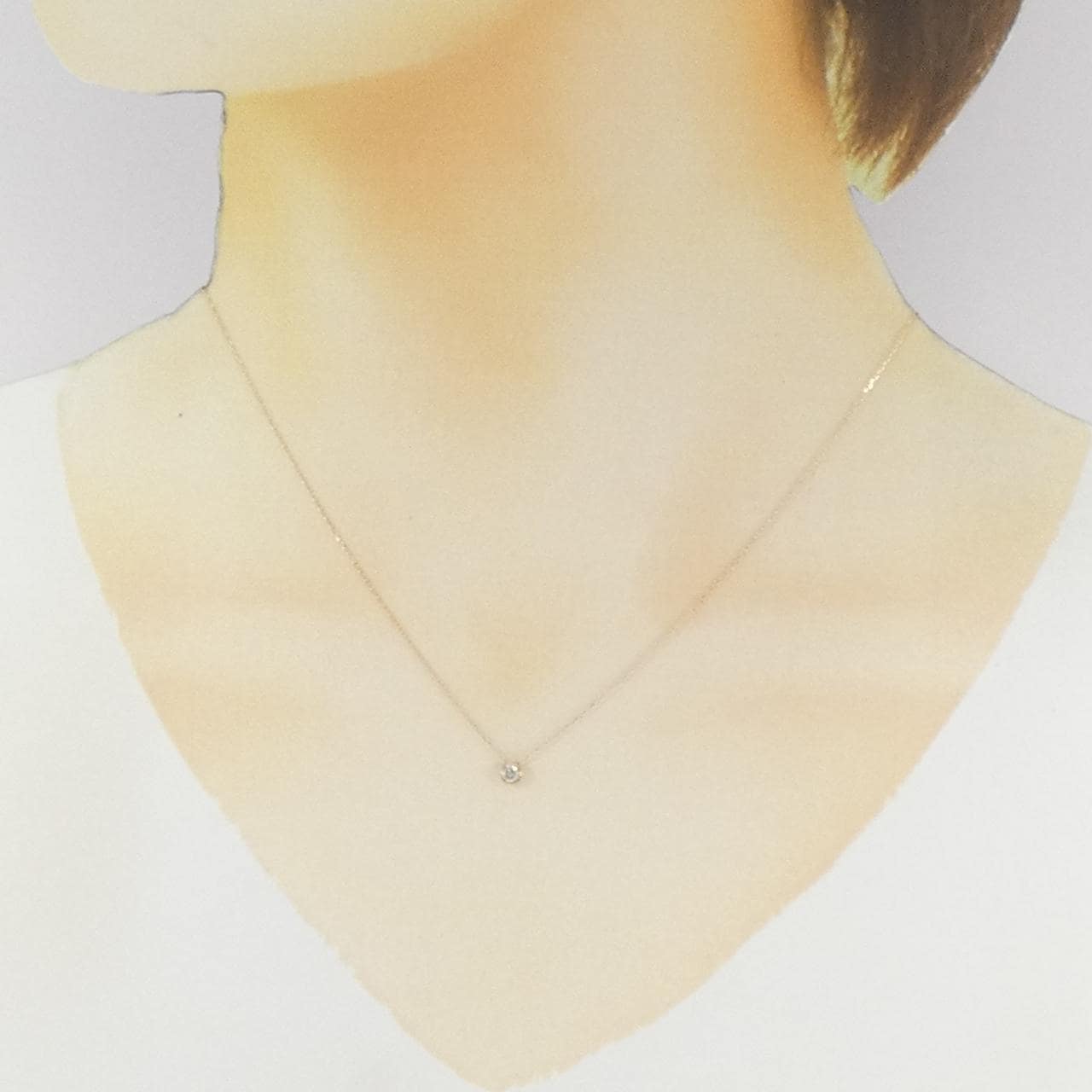 K18PG ソリティア ダイヤモンド ネックレス 0.08CT