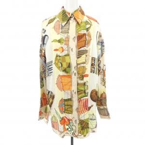 【ヴィンテージ】エルメス HERMES CHARMES DES PLAGES NORMANDES ツイルレーヌ. シャツ
