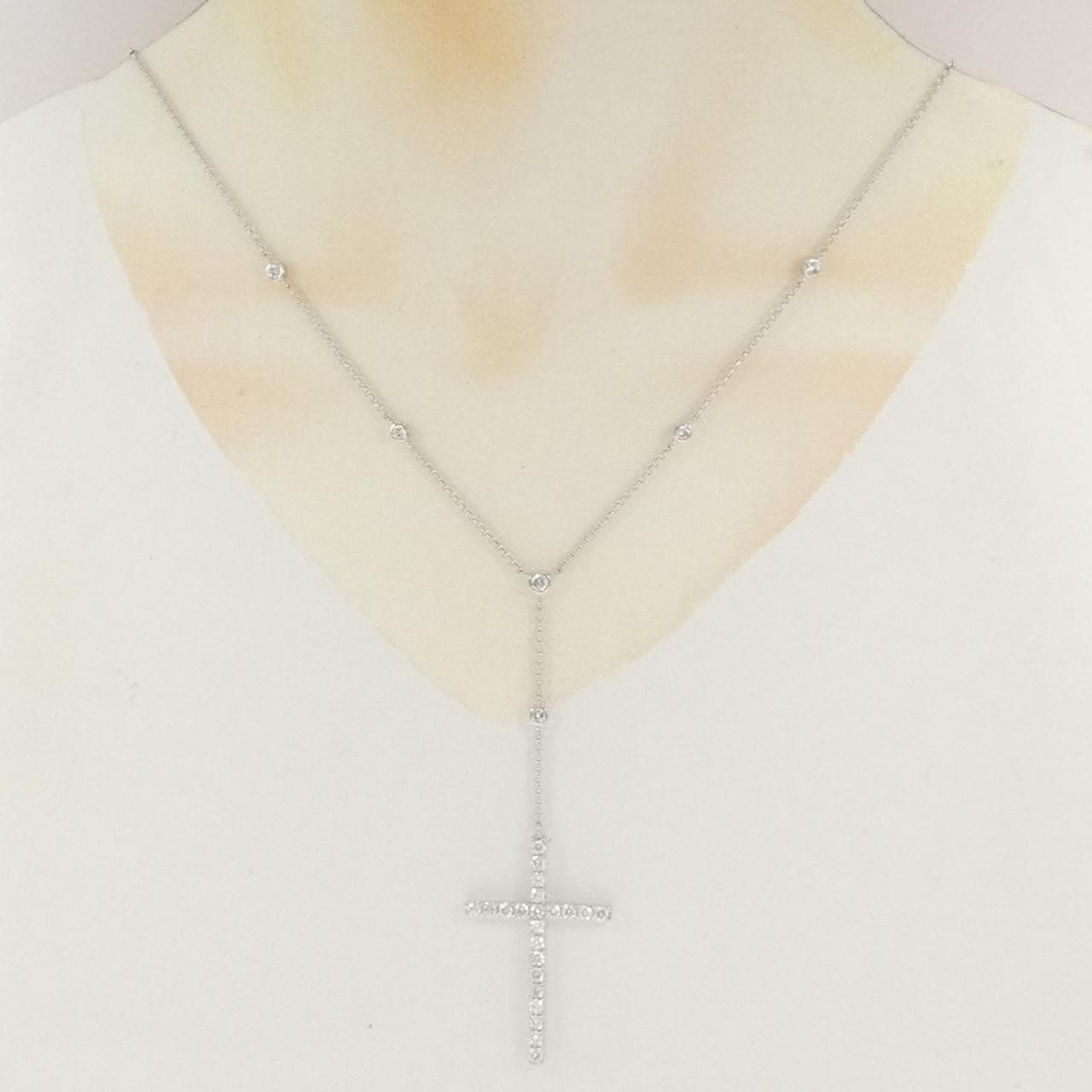 K18WG クロス ダイヤモンド ネックレス 2.00CT