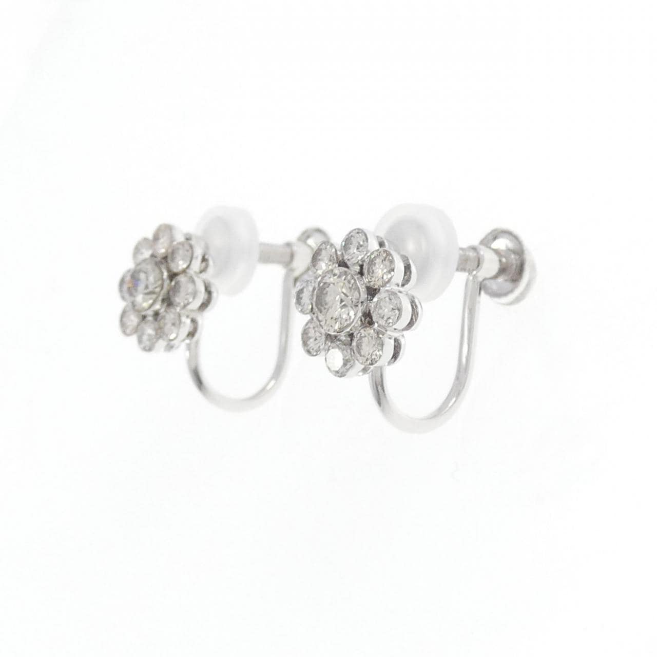 K18WG Flower Diamond Earrings 0.60CT