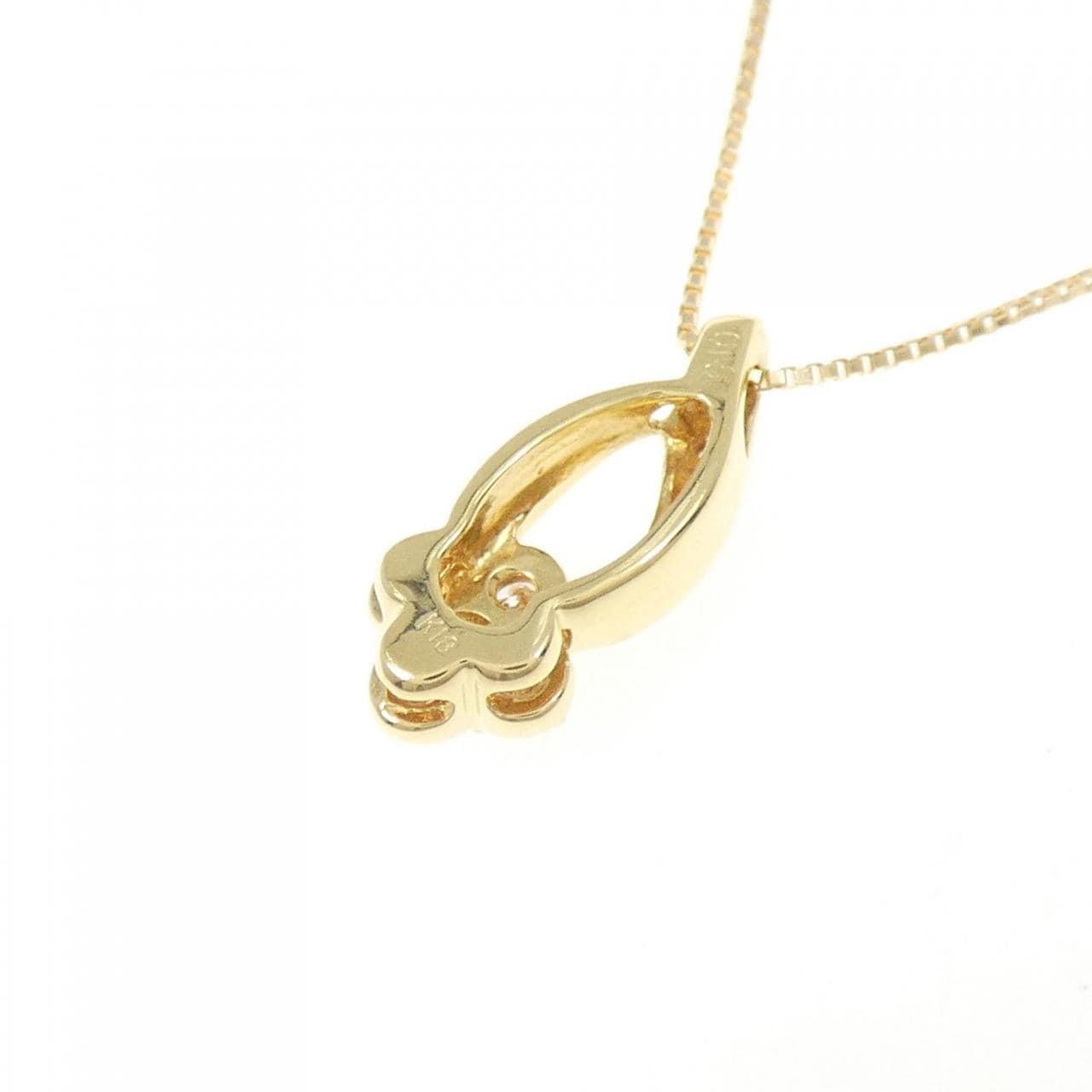 K18YG フラワー ダイヤモンド ネックレス 0.15CT
