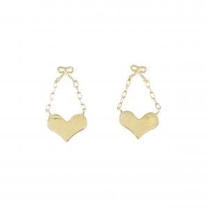 【新品】K18YG ハート×リボン ピアス