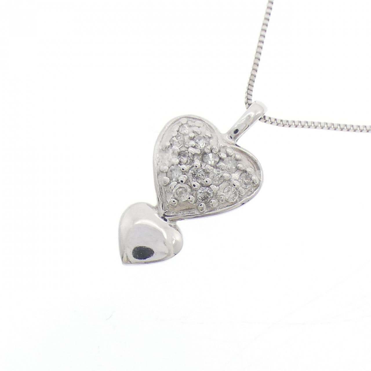 K18WG heart Diamond necklace 0.1CT