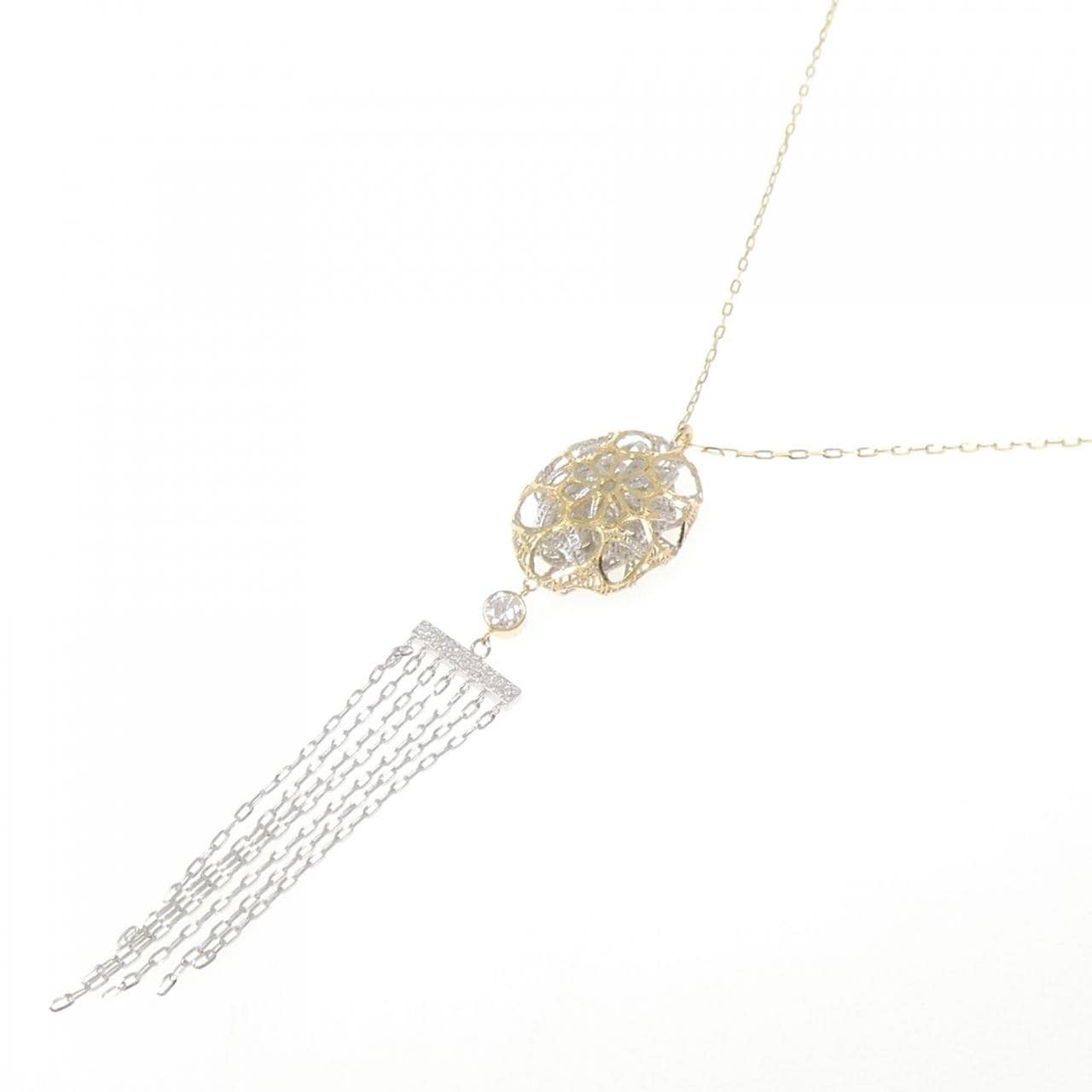 K18YG/K18WG ダイヤモンド ネックレス 0.13CT