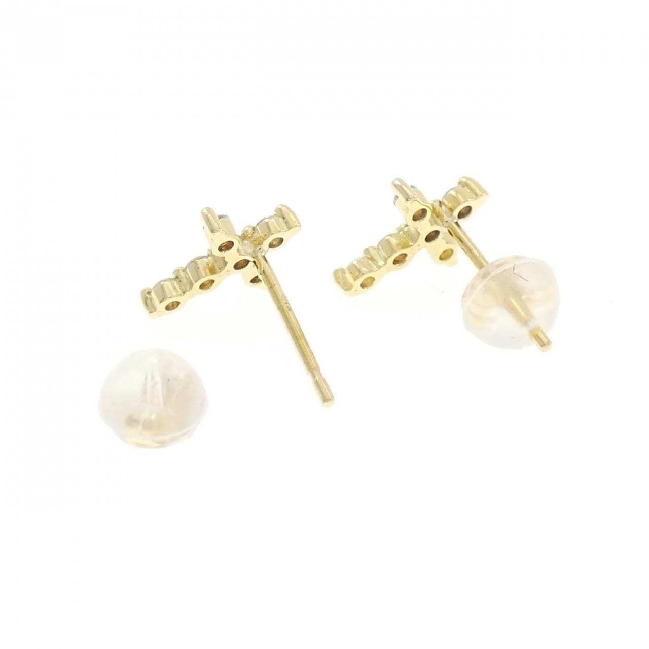 K18YG クロス ダイヤモンド ピアス 0.20CT