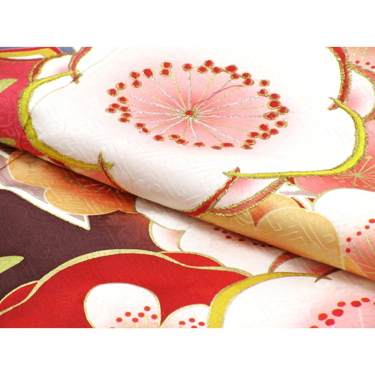 振袖　友禅金彩加工　刺繍入りボカシ染