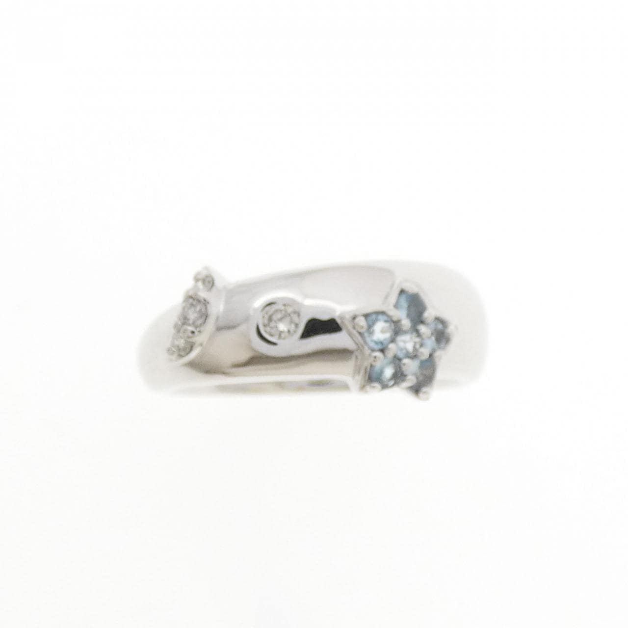 K18WG スター×ムーン ブルートパーズ ピンキーリング