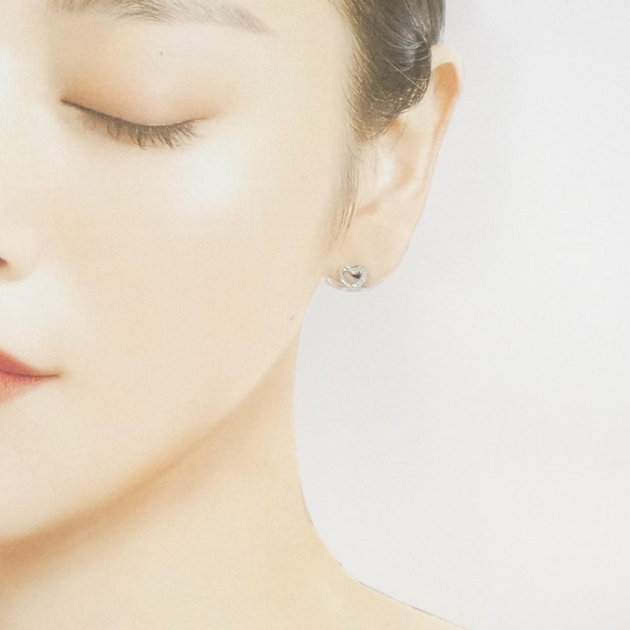 PT900 ハート ダイヤモンド ピアス 0.20CT