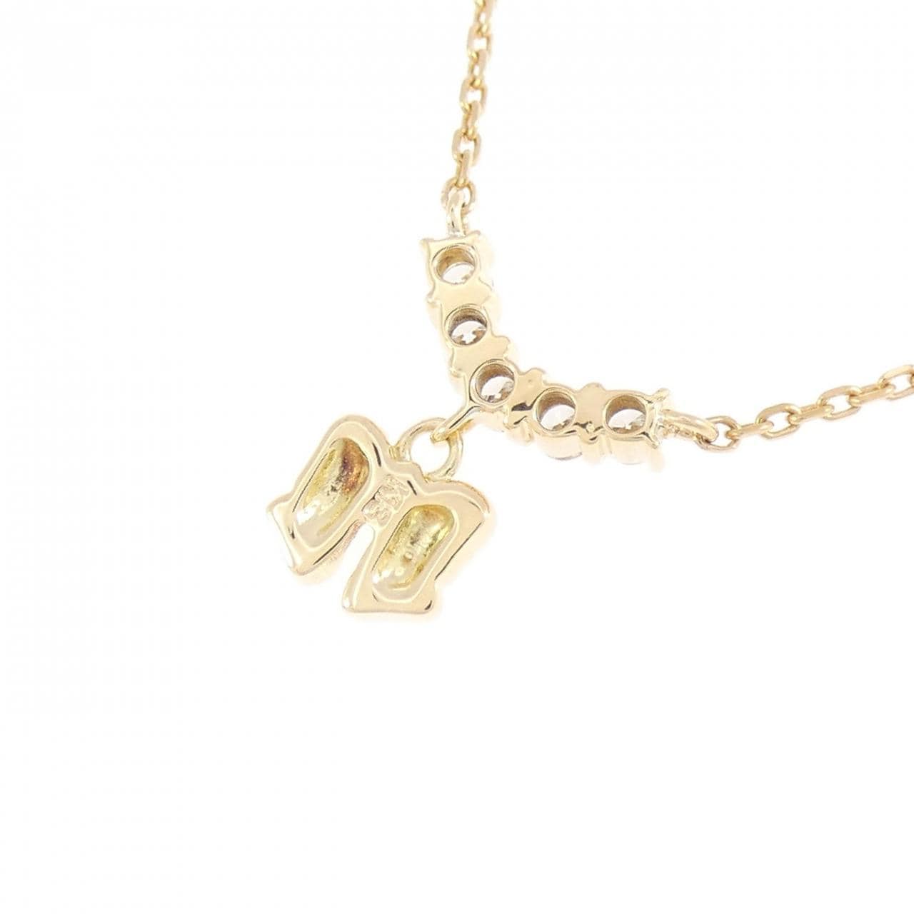 K18YG リボン ダイヤモンド ネックレス 0.15CT