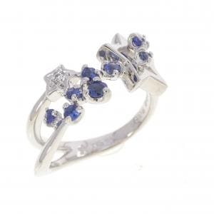 K18WG スター サファイヤ リング 0.24CT