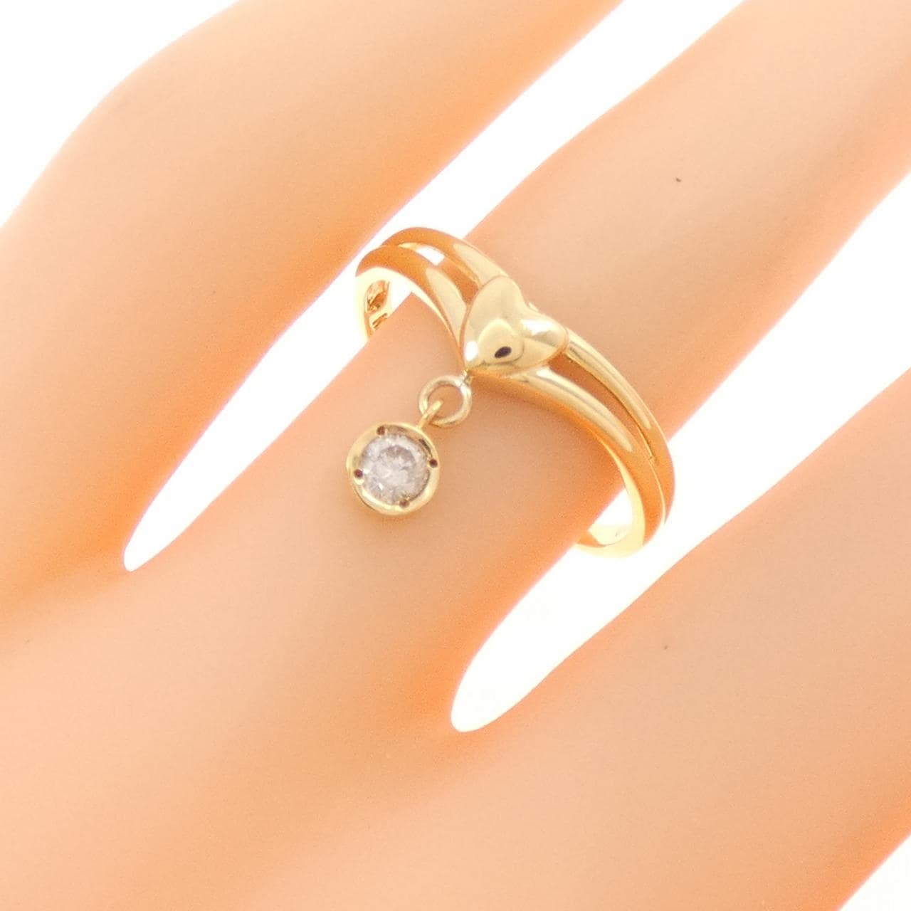 K18YG ハート ダイヤモンド リング 0.10CT