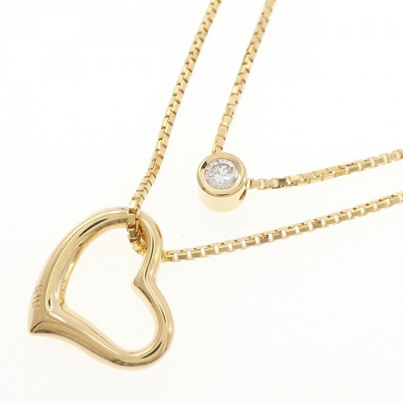 K18YG ハート ダイヤモンド ネックレス 0.06CT