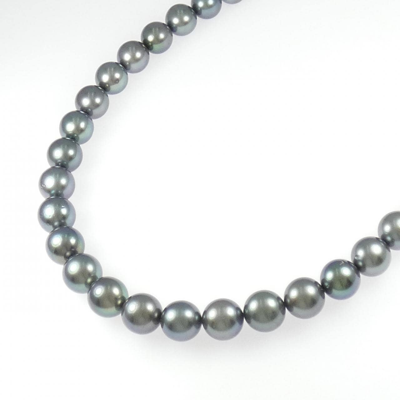 シルバークラスプ 黒蝶パール ネックレス 9-10mm