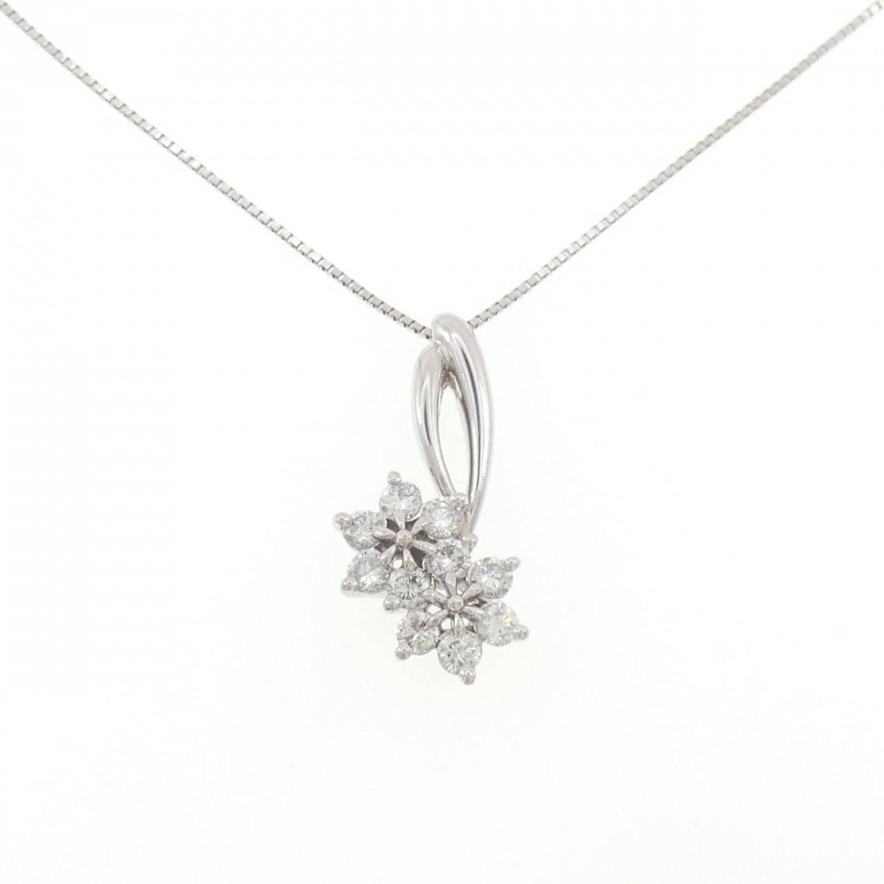 PT900/PT850 フラワー ダイヤモンド ネックレス 0.54CT