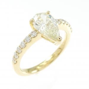 【リメイク】K18YG ダイヤモンド リング 1.028CT M SI1 ペアシェイプ