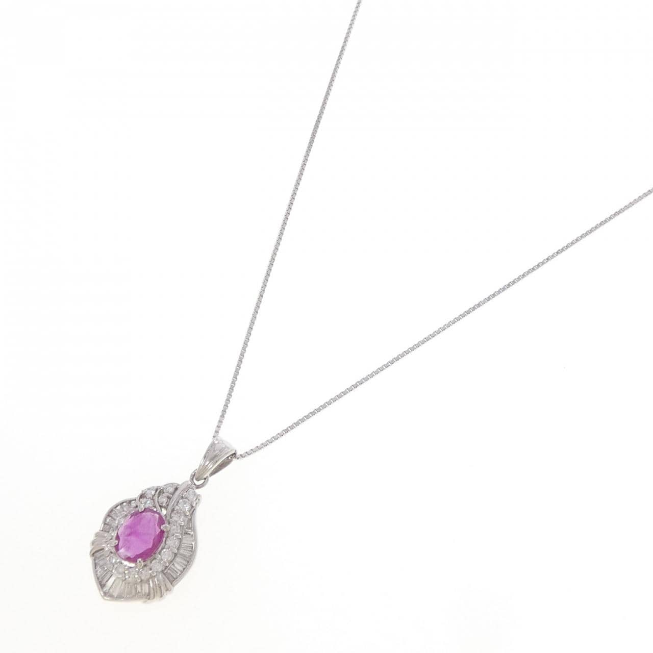 PT900/PT950 ルビー ネックレス 1.05CT