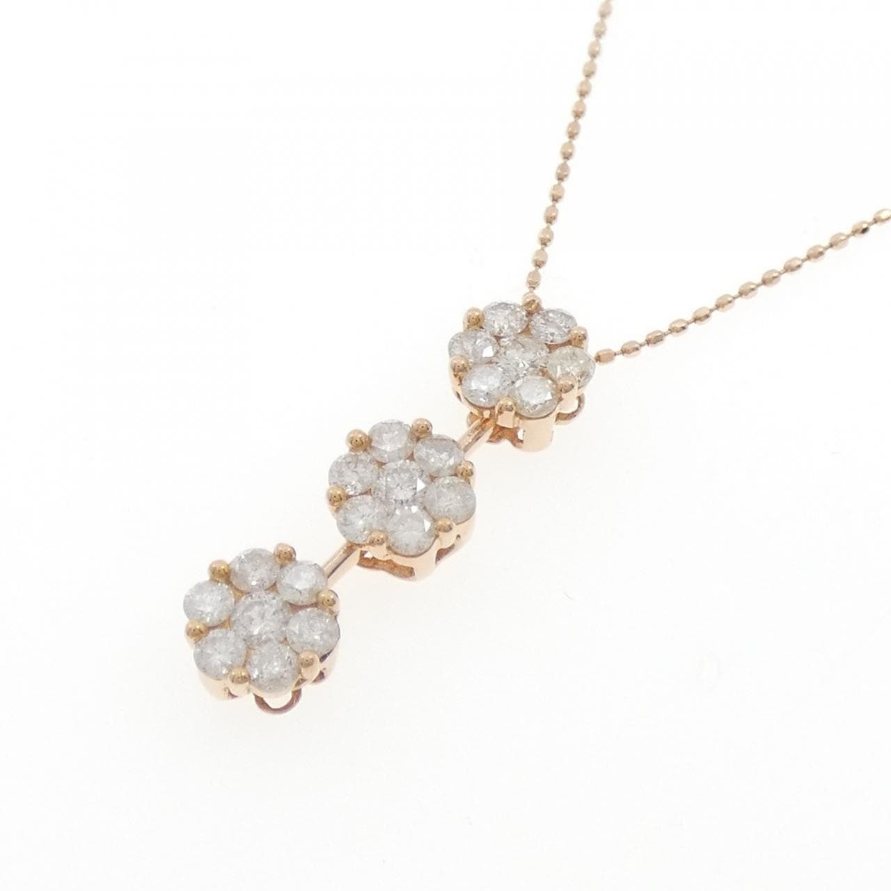 K18PG フラワー ダイヤモンド ネックレス 1.00CT