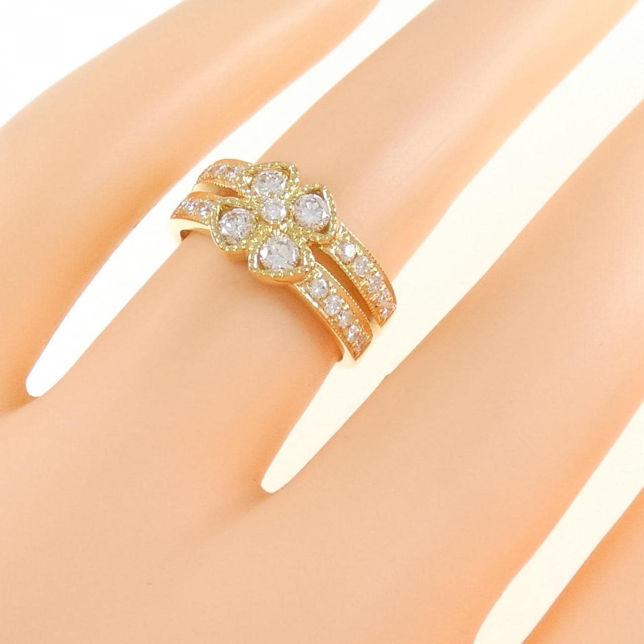 K18YG フラワー ダイヤモンド リング 0.60CT