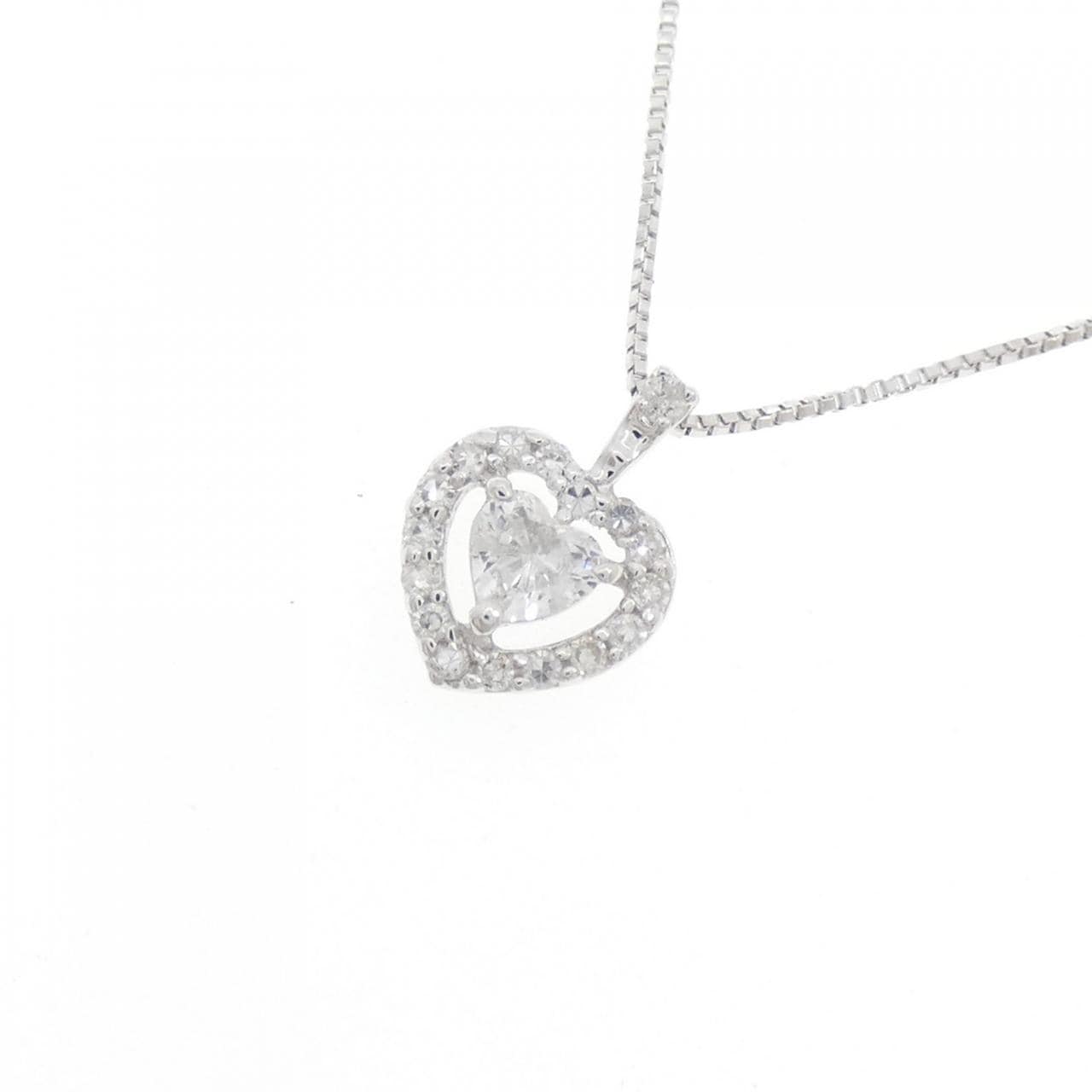 K14WG/K18WG ハート ダイヤモンド ネックレス 0.134CT