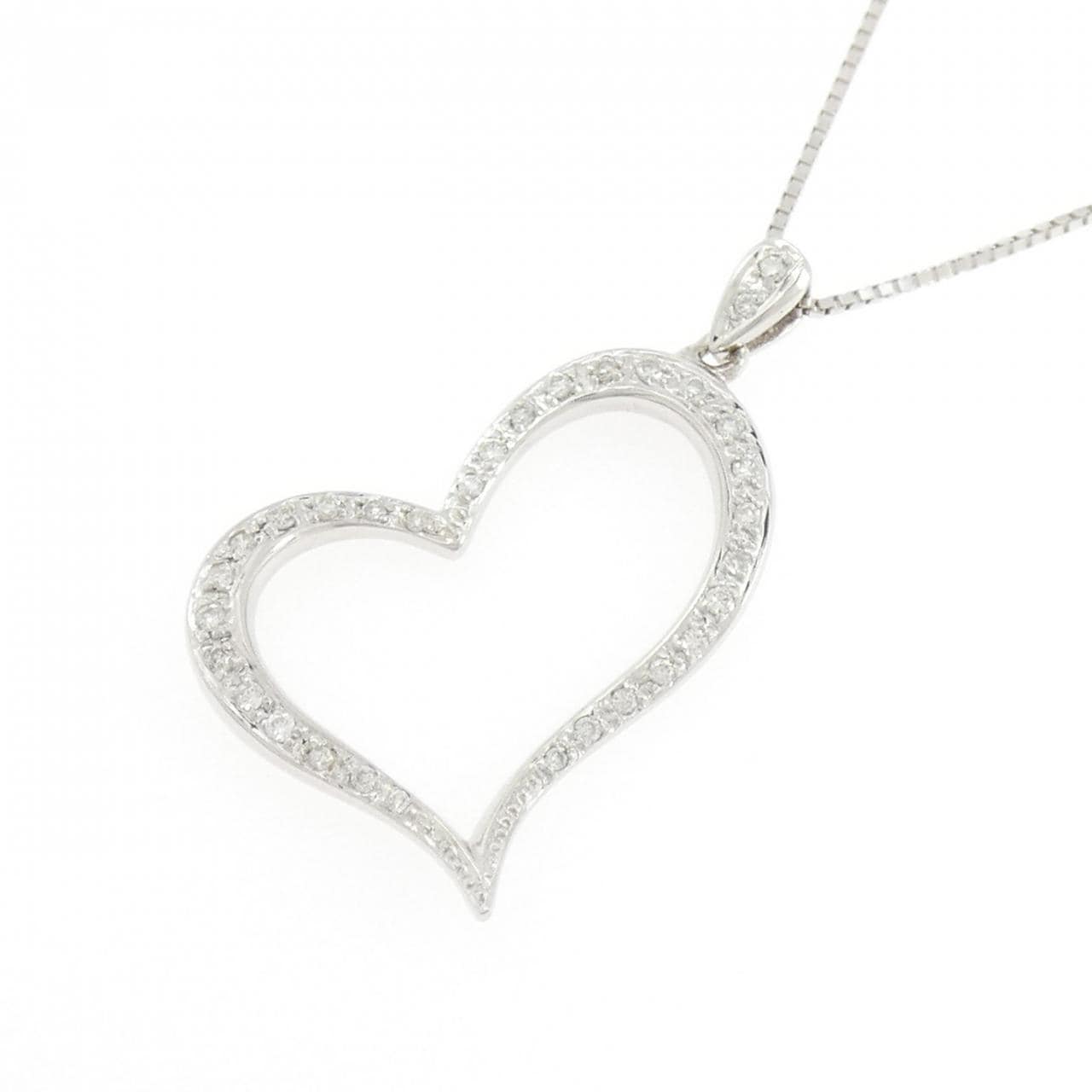 K18WG ハート ダイヤモンド ネックレス 0.20CT