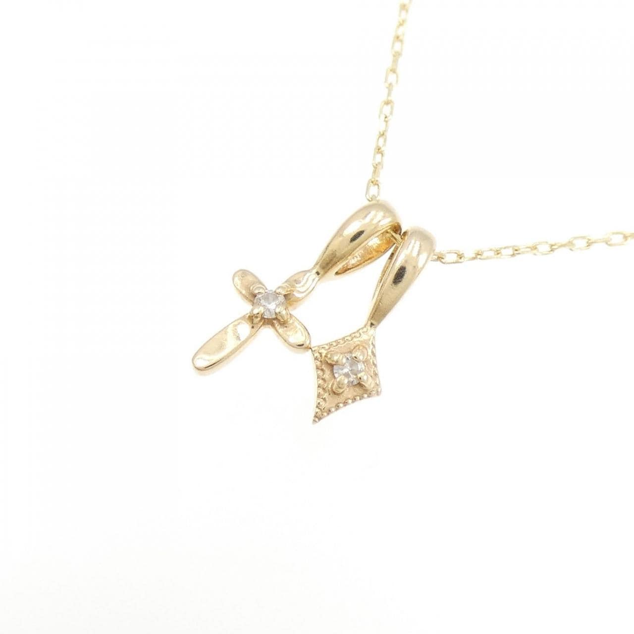 K10YG cross Diamond necklace 0.012CT