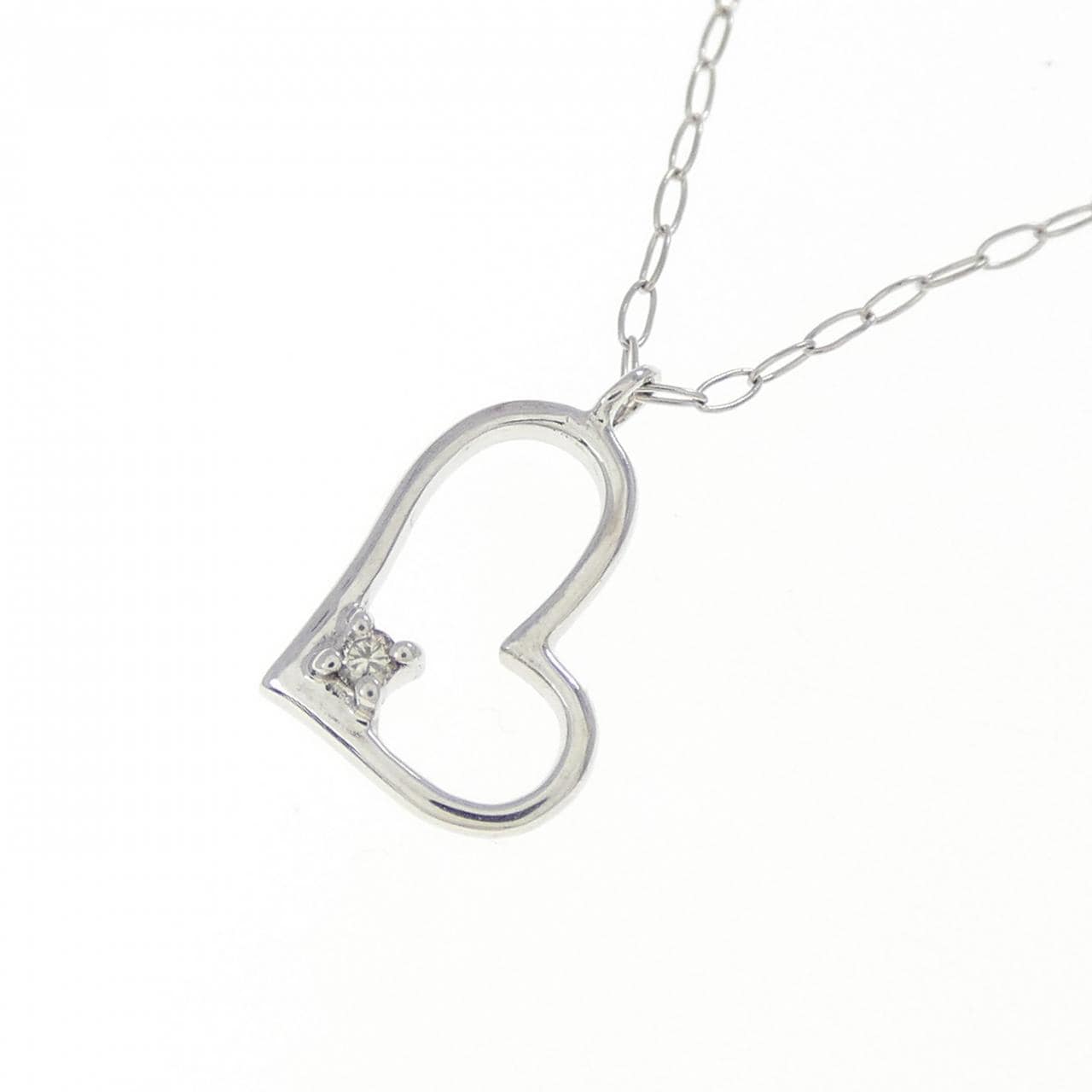 K10WG ハート ダイヤモンド ネックレス